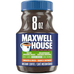 lot 3318 image: Maxwell House Original Roast Decaffeinated Instant Coffee  8 oz Jar