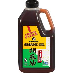 lot 3359 image: Kikkoman No Preservatives Added Non-GMO Toasted Sesame Oil, Perfect for Grilling, Baking &amp All-Purpose Seasoning for Cooking - 1.25 Quarts