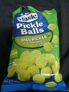 lot 3370 image: VLASIC PICKLE BALLS DILL PICKLE CORN PUFFS, 2 OZ