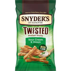 lot 3371 image: Snyder s of Hanover  Sour Cream & Onion Twisted Pretzel Sticks  12 oz Bag