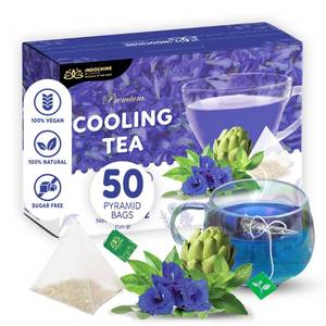 lot 3511 image: Indochine Blends Tea Bags  Sugar-Free, Caffeine-Free Herbal Tea  Double Chamber, Individually Wrapped Bags  Rich in Natural Goodness and Flavor (50 Tea Bags), Cooling (Oolong, Artichoke, Butterfly Pea & Peppermint Tea)