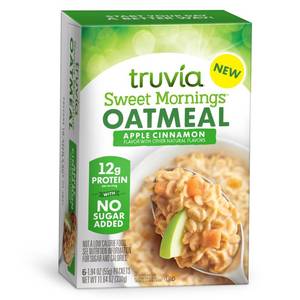lot 3591 image: Truvia Sweet Mornings Apple Cinnamon Instant Rolled Oat Oatmeal Packets, 12 G Protein, No Sugar Added (6 packets)
