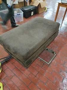 lot 1045 image: Modern Oversized Ottoman Footstool in Gray Microfiber