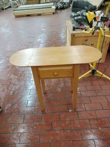 lot 1051 image: Drop Leaf Side Table with Drawer - Retail $45