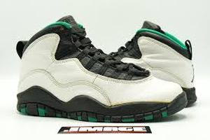 lot 29922 image: Air Jordan 10 Seattle Supersonics - 6y - Retail $200