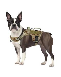 lot 15745 image: Small Dog Harness, Heavy Duty Tactical No Pull Dog Harness, No Choke, Easy On and Off Pet Vest with Molle System, Adjustable Reflective Dog Vest with Breathable Padded for Walking Hiking Training - Retail $25
