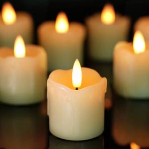 lot 15769 image: Flameless Votive Candles with Timer, 2 x 2 Real Wax, 400Hour Realistic Black Wick Battery Operated Candles, Set of 6 for Wedding, Party and Holiday Decoration (Battery Included) - Retail $19