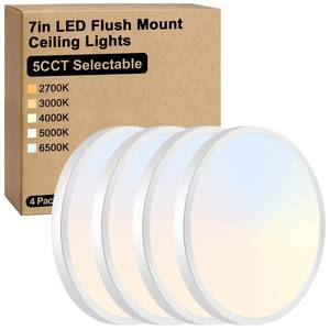 lot 15778 image: 7 Inch Flush Mount Ceiling Light, 12W 1200LM LED Ceiling Light Fixtures, 2700K3000K4000K5000K6500K Color Selectable, 0.67 Inch Ultra Thin Flat Ceiling Lights for Bedroom Kitchen Pantry - Retail $40