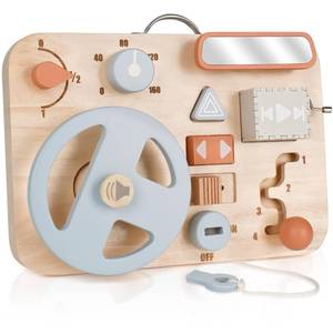 lot 15779 image: Montessori Busy Board for Toddlers - Wooden Montessori Toys, Aesthetic Sensory Activity for Fine Motor Skills, Travel Busy Board Educational Sensory Toys for Boys and Girls - Retail $20