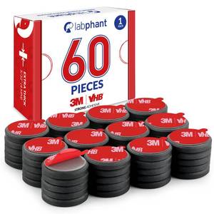 lot 15785 image: Ceramic Magnets with Adhesive Backing, 60 Pieces Disk Magnets 1 inch x 532 inch Thickness 25 x 4 mm with 3M VHB Adhesive Peel & Stick for DIY, Art Projects or whiteboards & Fridge Organization - Retail $16