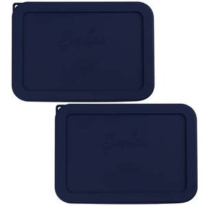 lot 15790 image: 6 Cup Rectangle Silicone Storage Cover Lids Replacement for Pyrex 7211-PC Glass Bowls, Container not Included (Navy Blue) - Retail $17