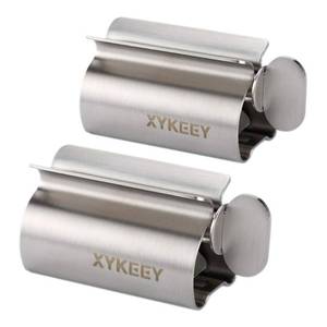 lot 15796 image: Set of 2 Toothpaste Squeezer Rollers, Metal Toothpaste Tube Wringer Seat Holder Stand (Stainless Steel) - Retail $10