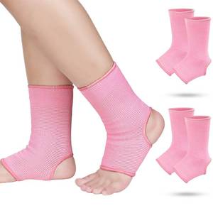 lot 15799 image: 4 Pieces 2 Pair Kids Ankle Support Brace Elastic Kids Compression Socks Knitted Ankle Sleeve for Jogging Running Fitness (Pink,5-10 Years) - Retail $10