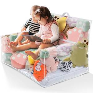 lot 15802 image: Stuffed Animal Storage Bean Bag Chair Sofa Cover Zipper Large Transparent PVC Stuffed Animal Organizer Bean Bag Seat Only for Organizing Rooms Plush Toys When Filled(38 Inch, Sofa Style) - Retail $33