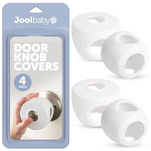 lot 15808 image: Baby Door Knob Child Safety Covers (4 Pack) Prevent Kids from Opening Doors Easy to Install - Retail $10