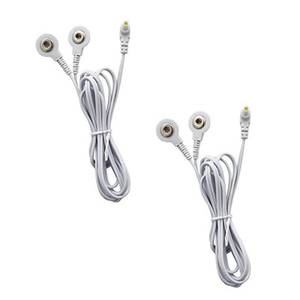 lot 15812 image: Durable TENS Lead Wires 2.35mm Shielded Plug TENS to 3.5mm Snap Electrode Wires for TENS Unit, VOVOU Standard Electrodes Wire Replacement for TENS EMS Massager Electric Muscle Stimulator(2 Packs) - Retail $7