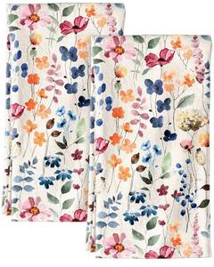 lot 15813 image: Miss Adola Flour Sack Kitchen Towels Set of 2-18x26 Cotton Dish Towels with Hanging Loop Reusable Tea Towel for Cleaning Spring Absorbent Dishcloths Cute Home Decor Housewarming, Watercolor Flower - Retail $16