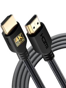 lot 15815 image: PowerBear 4K HDMI Cable 10 ft  High Speed Hdmi Cables, Braided Nylon & Gold Connectors, 4K  60Hz, Ultra HD, 2K, 1080P, ARC & CL3 Rated  for Laptop, Monitor, PS5, PS4, Xbox One, Fire TV, & More - Retail $9