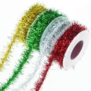 lot 15822 image: 4 Rolls Christmas Tinsel Ribbon Metallic Wire Garland Tinsel Wire Garland Metallic Glitter Ribbon for Christmas Wedding Birthday Party - Retail $10
