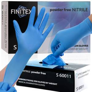 lot 15833 image: Blue Disposable Nitrile Exam Gloves - 200 PCSBOX 3.5mil Rubber Powder-Free Latex-Free Medical Examination Home Cleaning Food Gloves, MEDIUM - Retail $16