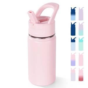 lot 15852 image: 12oz Kids Water Bottle for School, Toddler Bottles with Straws, Stainless Steel Vacuum Insulated Water Bottle for Boys&Girls, Leak-Proof, BPA-Free, Pink - Retail $10