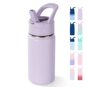 lot 15853 image: 12oz Kids Water Bottle for School, Toddler Bottles with Straws, Stainless Steel Vacuum Insulated Water Bottle for Boys&Girls, Leak-Proof, BPA-Free, Purple - Retail $10