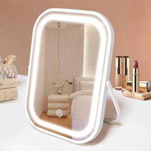 lot 15861 image: Travel Makeup Mirror with Lights, Portable Small Beauty LED Vanity Mirror with Lights, 1200mAh Battery, Dimmable Touch Screen, Tabletop Folding Compact Mirror, Women Gift - Retail $14