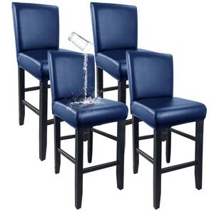 lot 15869 image: PU Leather Bar Stool Covers with Backs, Waterproof Bar Stool Chair Covers Washable & Wipeable High Back Barstool Slipcovers Chair Protector for Pub, Counter, Cafe, Dining Room (PU Navy, 4 Pack) - Retail $33