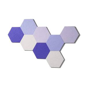 lot 15875 image: 8 Pcs Self Adhesive Felt Bulletin Board Tiles (Large), Hexagon Color Felt Pin Board Wall Tiles for Photos, Pictures, Memos (Purple Large) - Retail $24