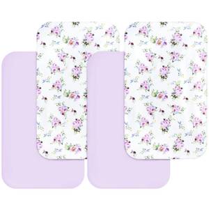 lot 15887 image: Bassinet Sheets for Girls 4 Pack(33 x 20), Compatible with AirClub, Mika Micky, Baby Delight, Dream On Me, Koola Baby, AMKE and Other Rectangle Bassinet Mattress, Floral - Retail $27