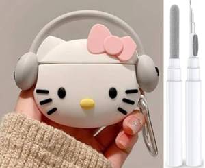 lot 15889 image: AirPods Pro 2 Case with Cleaner Kit, Protective Shockproof 3D Cartoon, Charging Case Cover for AirPod Pro 1st2nd Generation (20222019) (Kitty White) - Retail $10