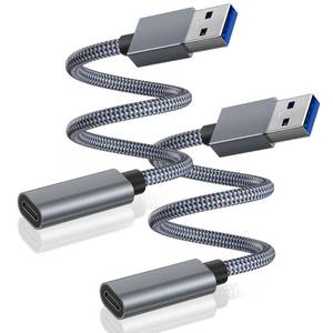 lot 15894 image: USB 3.0 to USB-C Adapter 0.75FT 2Pack,Type C Female to USB A Male Cable for New iPhone 17 16 15 14 13 Pro Max Air Car Charger,5Gbps 3.1 Type C Converter for iPad mini, Samsung Galaxy S25 S24 - Retail $9