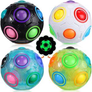 lot 15896 image: 4 Pcs Rainbow Puzzle Ball Glow Fidget Ball Puzzle Brain Teaser Fidget Toy for Boys & Girls Christmas Stocking Stuffers(Chic Style) - Retail $15