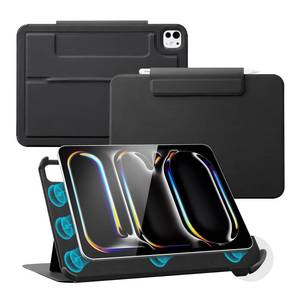 lot 15899 image: Magnetic Case with Stand for iPad Pro 11 Inch (M4M5) 20242025, Multiple Viewing Angles, Smart Auto SleepWake Cover with Corner Protection with Apple Pencil Holder Strap, Matte Black - Retail $30