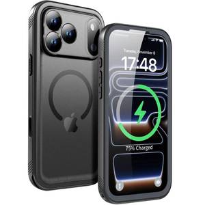 lot 15901 image: iPhone 17 Pro Case - IP68 Waterproof Full Body Heavy Duty Military Shockproof 360 Sealed Rugged Cover for iPhone 17 Pro 6.3 Inch Black Compatible with Magsafe - Retail $32