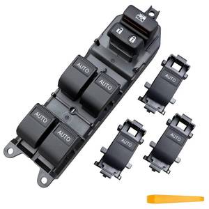 lot 15906 image: Window Switch Assembly with 3 Single Switches & LED Backlight, Compatible with Toyota TundraSequoia 2007-2021 Models (Driver Side  PassengerRear Doors) (Four-door one-button switch, White) - Retail $86