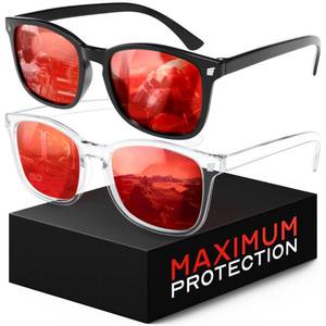 lot 15909 image: Blocking Gaming Glasses Blue Green Light for Computer Sleeping, Dual Coatings Red Lenses, for Women & Men - Retail $16
