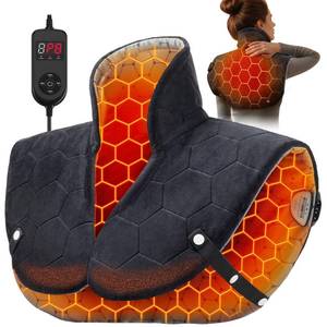 lot 15935 image: Far Infrared Heating Pad for Neck and Shoulders 2X Carbon Fiber 6X Deeper Heat for Fast Relief from Chronic Pain in Seniors 8 Heat Levels, 4H Auto Shut Off, Ideal for Winter (Black) - Retail $70
