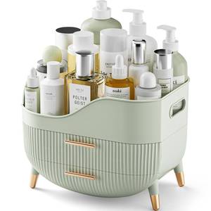 lot 15936 image: Makeup Organizer with Drawers, Skincare Organizer for Vanity, Storage Box with Handle, Large Cosmetic Display case for Dresser, Bathroom Countertop - Retail $33
