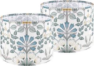 lot 15944 image: GOSO 2pcs Medium Lampshade Polyester Fiber Printing Plants Drum Lamp Shade For Table Lamp, Floor Lamps, Pendant Light, Wall Hanging, Spider Fitter 13 Top x 13 Bottom x 10 High, Assembly Required - Retail $40