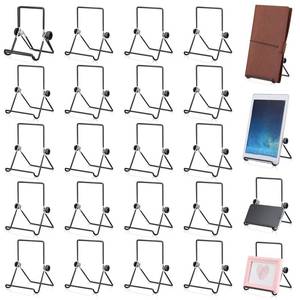lot 15953 image: 24 Pack Adjustable Plate Stands for Display 7.1 Inch Black Metal Foldable Easel Book Display Stands Bulk Decorative Plate Holders for Platter Frame Photo Tabletop Art(Double Corners) - Retail $34
