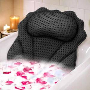 lot 15957 image: Bath Pillow Ergonomic Luxury Bathtub Pillow with Head, Neck, Shoulder and Back Support, 4D Bath Pillows for tub with 6 Powerful Suction Cups, Fits All Bathtub, Spa Tub, Hot Jacuzzi (WHITE) - Retail $23