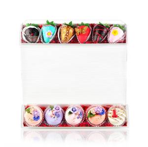 lot 15961 image: 50 Pack 12 x 2.8 x 2.4 Inches Chocolate Covered Strawberries Boxes Macaron Boxes with Clear Lids, 12 Inches Long Bakery boxes with Window for Chocolate, Truffle, Cocoa Bombs, Cookies - Retail $30