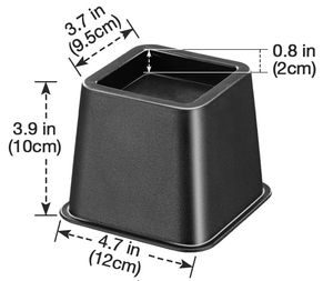 lot 15970 image: Bed RiserFurniture Lift BedBed risersFurniture LifterTable risersFrame Risers Create Under Bed Storage Heavy Duty for Furniture Height Adjustment (Black 6 Pack, 4 Inch) - Retail $30