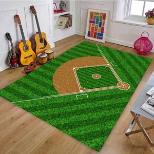 lot 15983 image: Baseball Rug for Bedroom 3x5 Non Slip Sports Rug for Living Room Baseball Room Decor - Retail $35