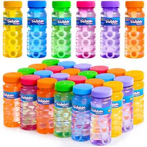 lot 15996 image: 6 Pcs Bubble Bottles with Wand Assortment for Kids, 4oz Blow Bubbles Solution Novelty Summer Toy - Activity Party Favor Assorted Colors Set, Party Favors, Birthday - Retail $37