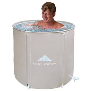 lot 15998 image: Foldable Ice Bath Tub, Cold Plunge Tub for Adult, Outdoor Freestanding Bathtub Spa Tub for Cold Water Therapy (warm grey, 93 Gal)