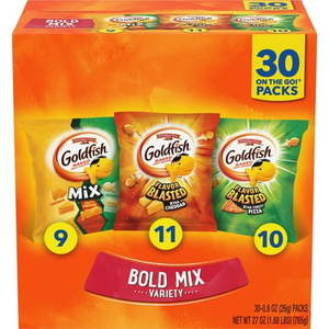 lot 3603 image: Goldfish Bold Mix Variety Pack Snack Crackers  1 oz Snack Packs  30 Ct
