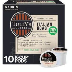 lot 3617 image: Tullys Italian Roast K-Cup Coffee Pods 10 Count