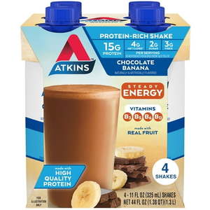 lot 3642 image: ATKINS PROTEIN-RICH ENERGY SHAKE CHOCOLATE BANANA 4-11 OZ
